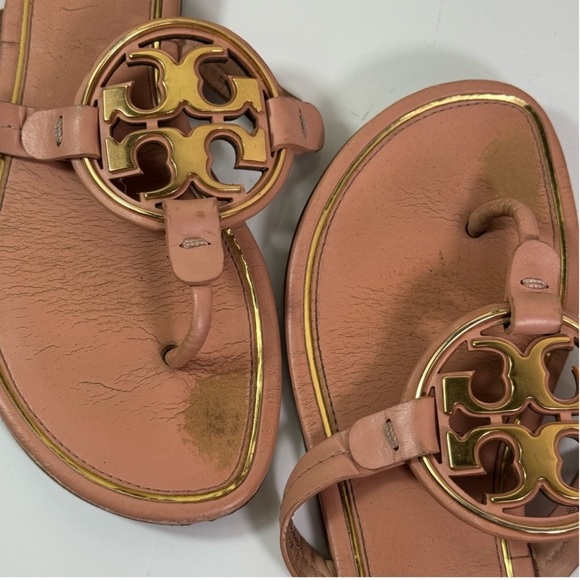 Tory Burch Miller Sandals (light makeup and Gold) size 7.5M - Picture 2 of 11